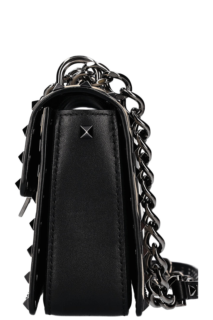 VALENTINO Rockstud Flip Lock Bag Black White