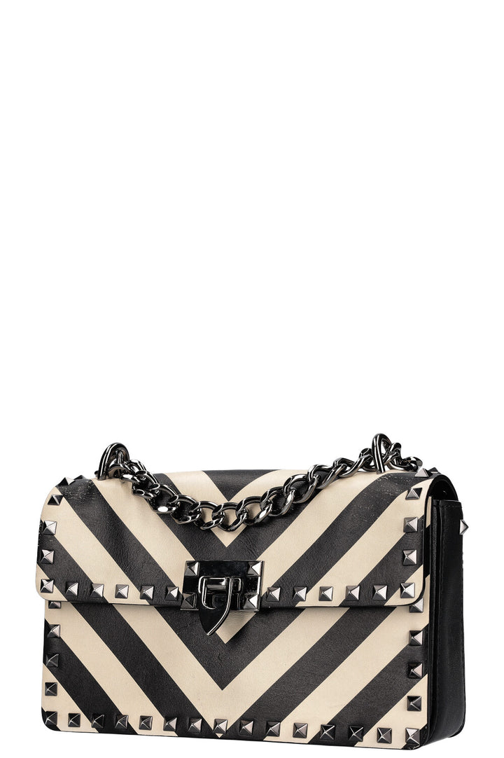 VALENTINO Rockstud Flip Lock Bag Black White