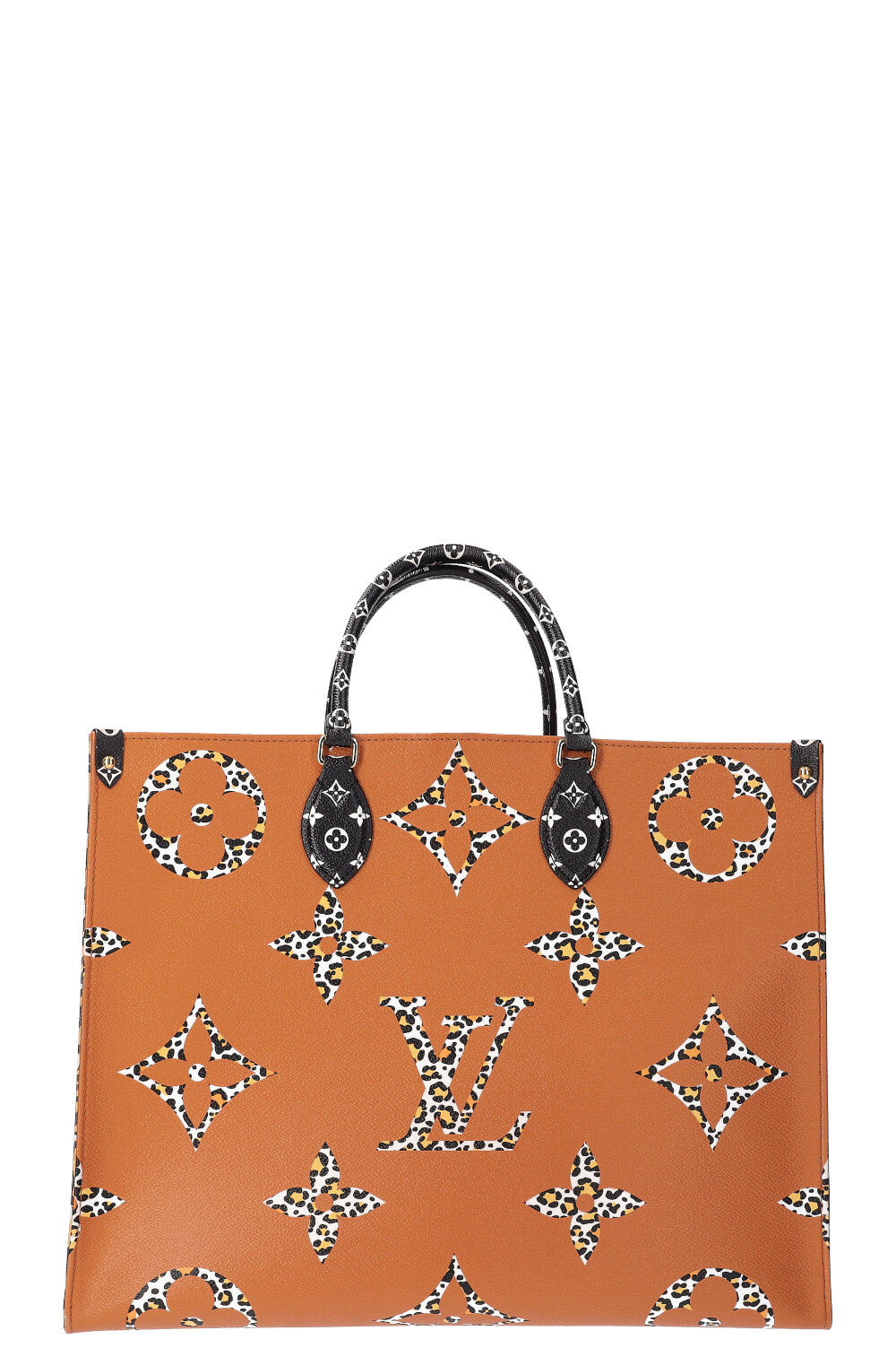 Louis Vuitton Black and Orange Jungle Giant Monogram OnTheGo Tote GM, 2019 (Very Good) , Brown/Orange/Beige Womens Handbag