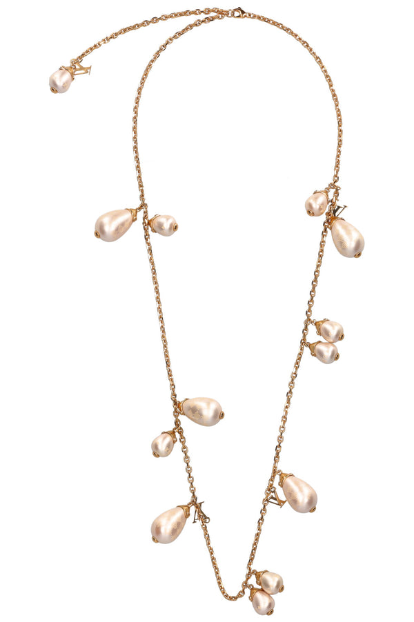 LOUIS VUITTON Collier de perles Damier Or