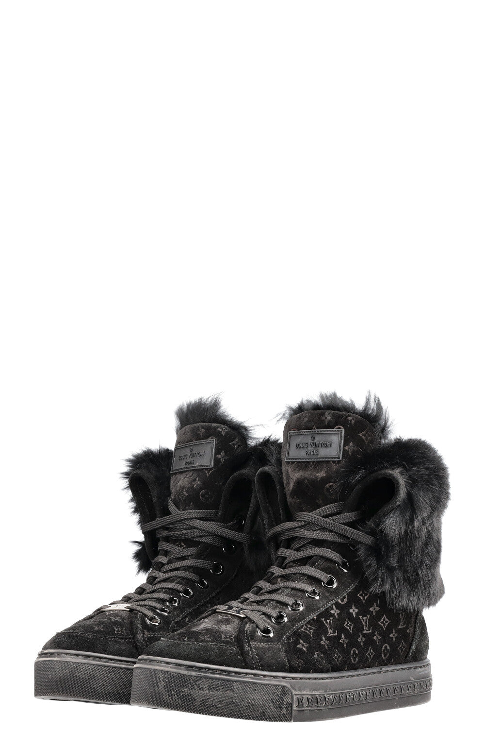LOUIS VUITTON High Top Sneakers Suede Black – REAWAKE