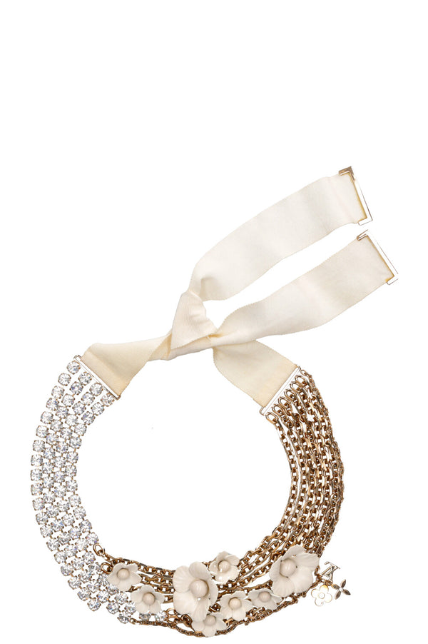 LOUIS VUITTON Necklace Flowers Ribbon
