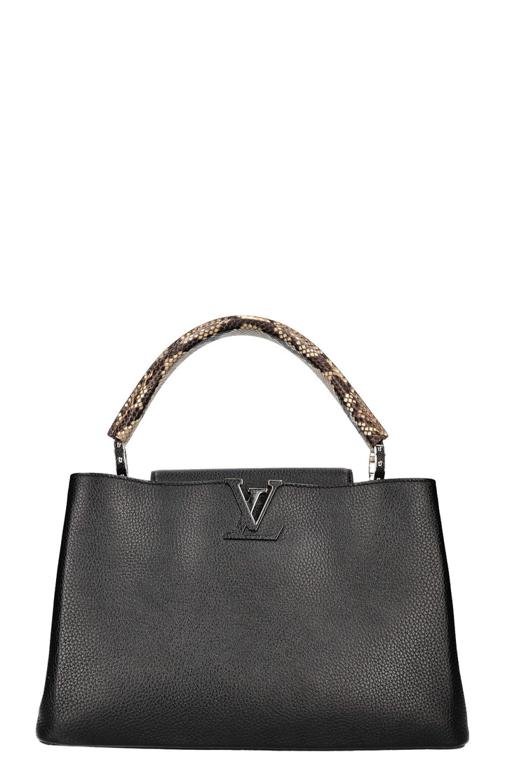 LOUIS VUITTON Python Handle Capucines GM Black