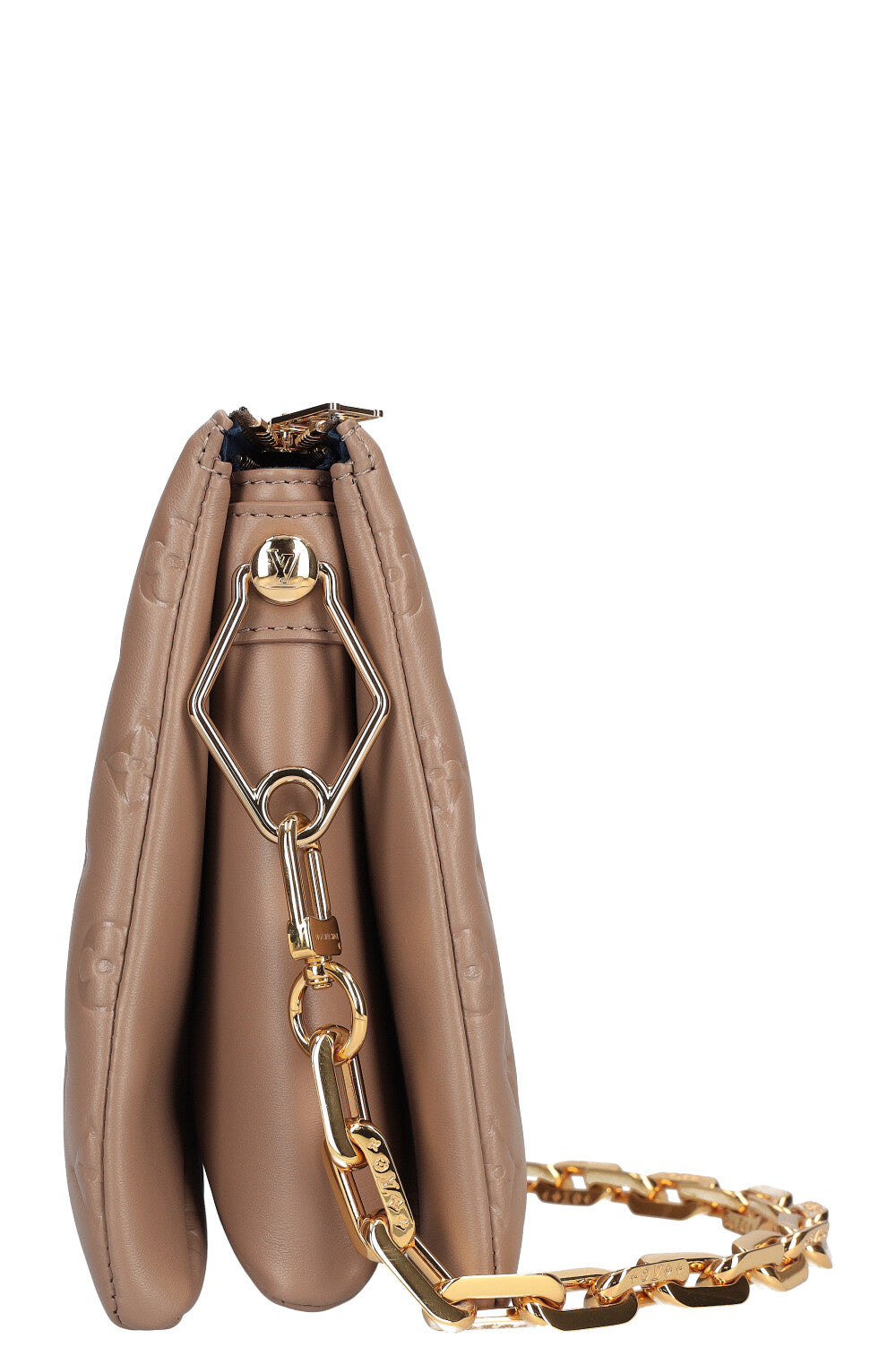 Louis Vuitton (LV) Coussin PM H27 handbag in taupe color
