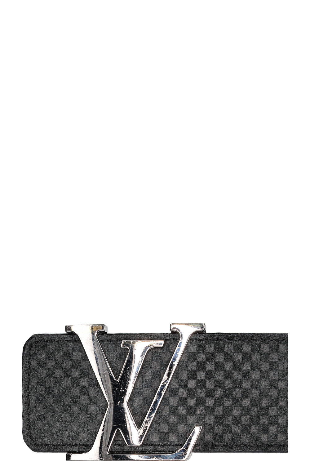 LOUIS VUITTON Initiales Belt 40 Mini Damier Suede Grey