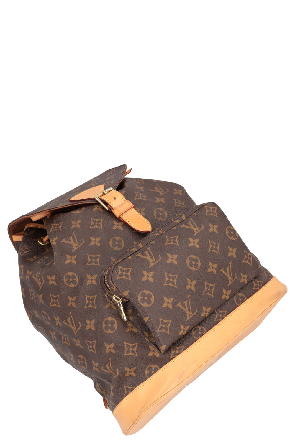 Sac à dos Louis Vuitton Montsouris petit modèle en toile monogram marron et  cuir naturel