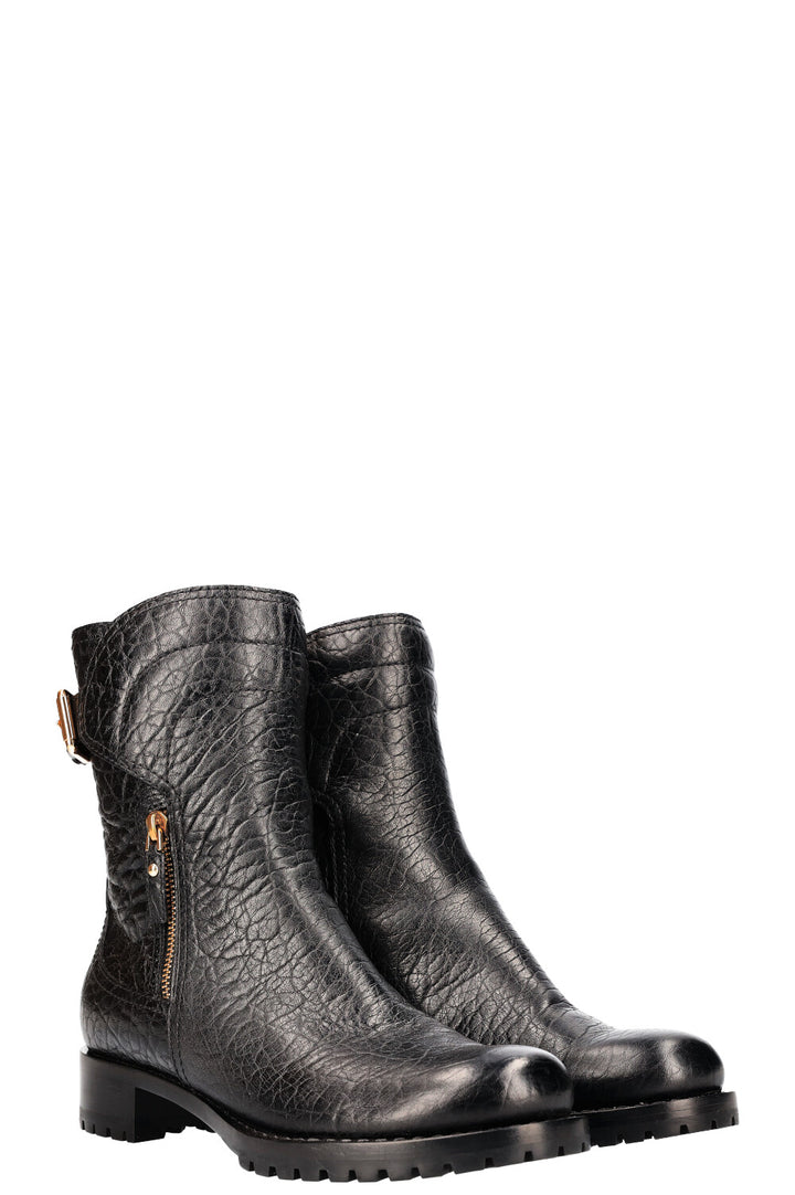 LOUIS VUITTON Bottines Motardes Cuir Grainé