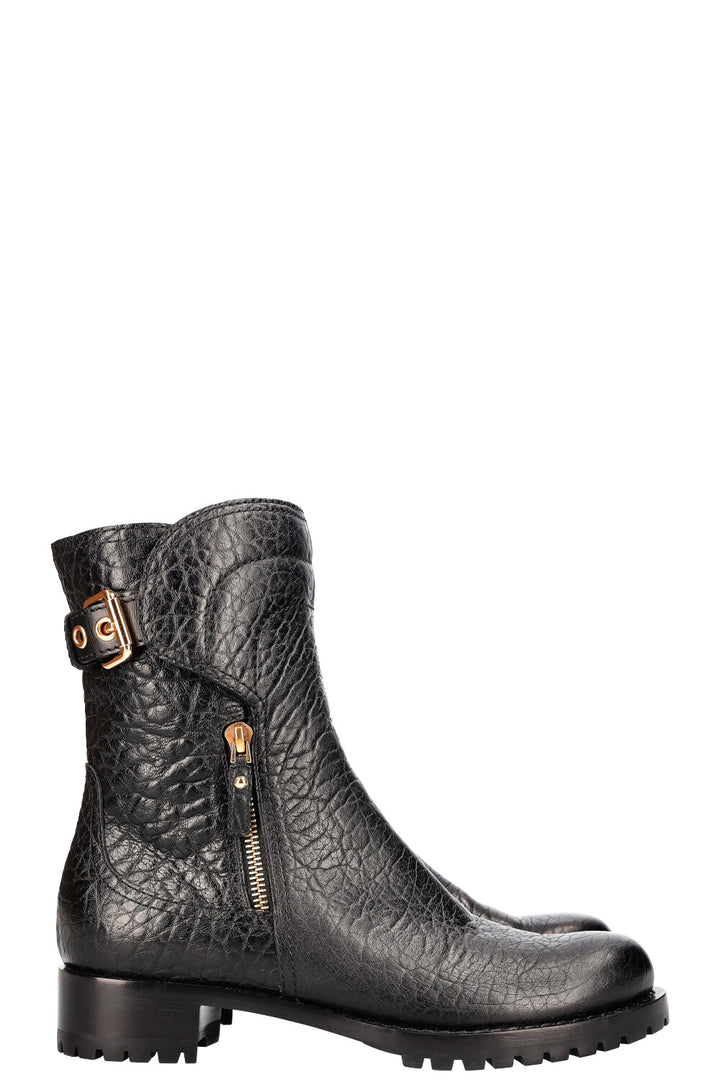 LOUIS VUITTON Bottines Motardes Cuir Grainé