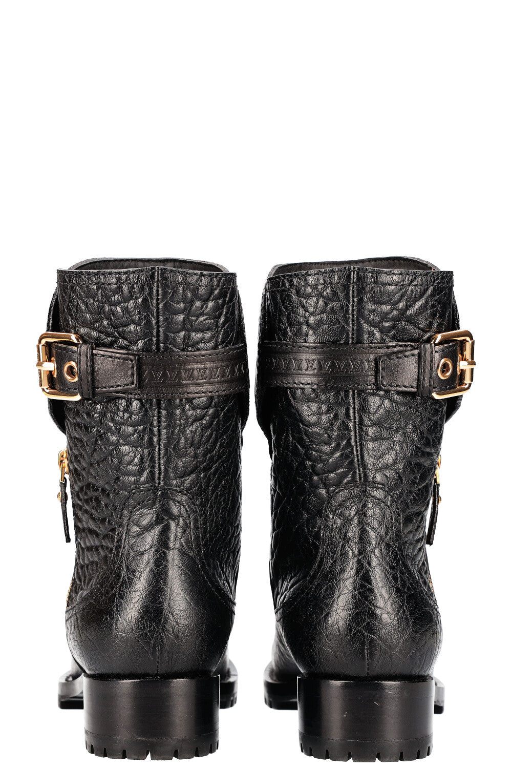 LOUIS VUITTON Bottines Motardes Cuir Grainé