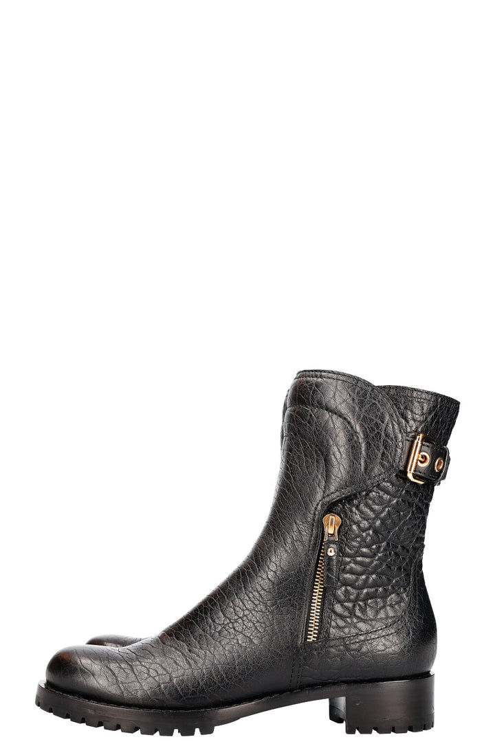 LOUIS VUITTON Bottines Motardes Cuir Grainé