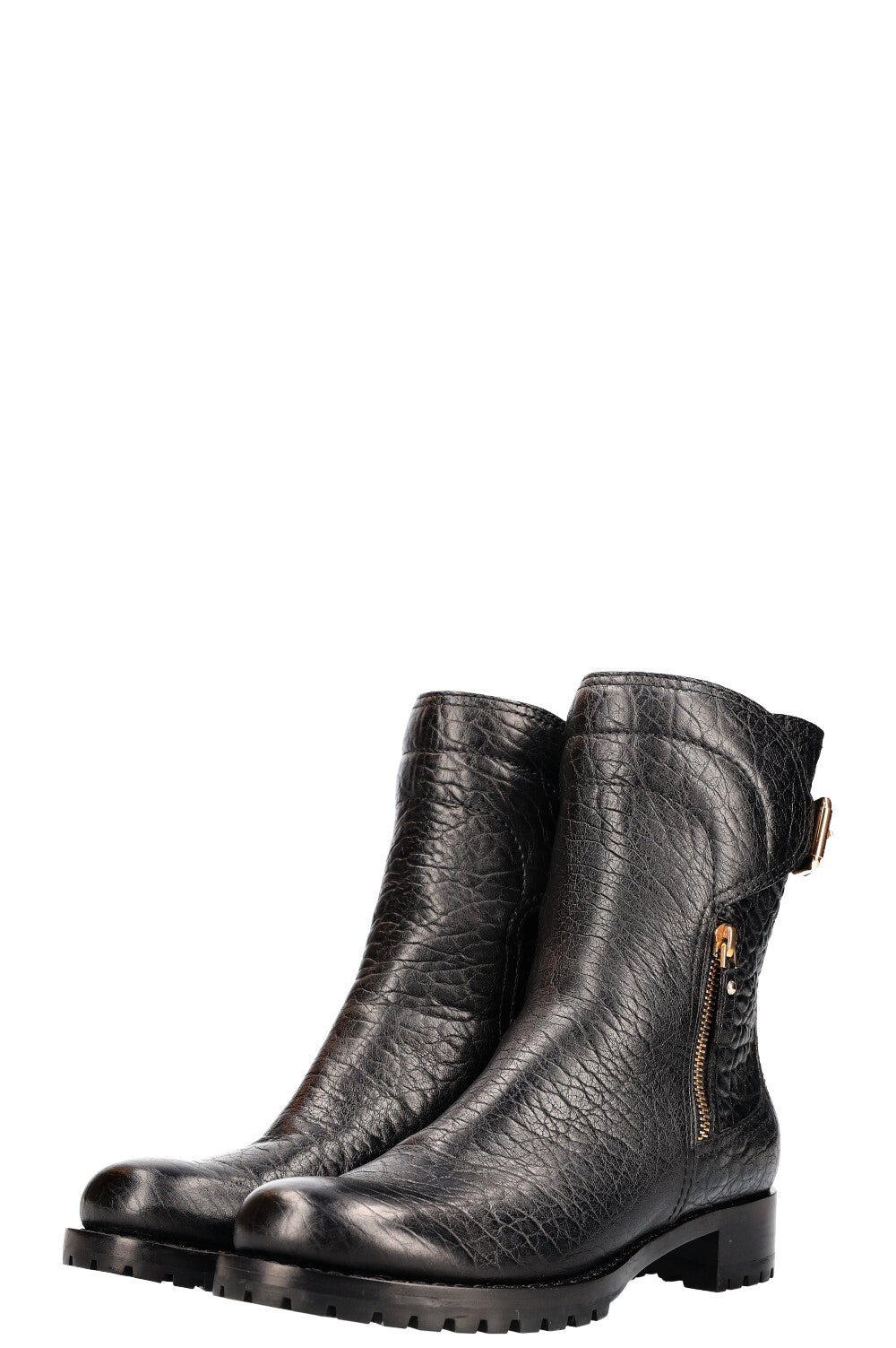 LOUIS VUITTON Bottines Motardes Cuir Grainé