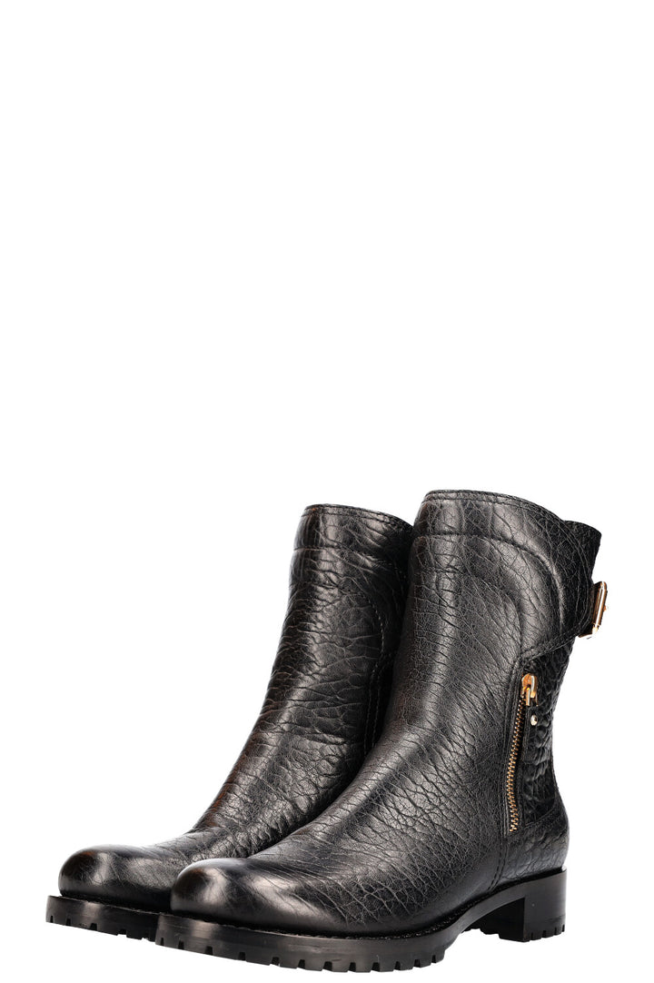 LOUIS VUITTON Bottines Motardes Cuir Grainé