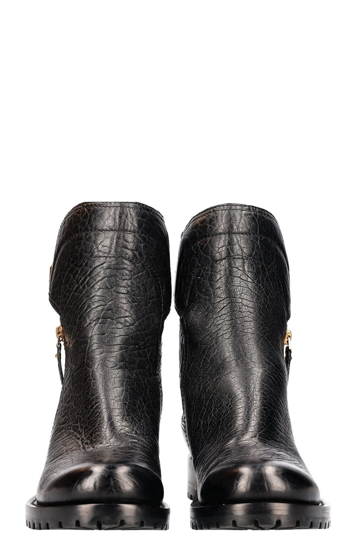 LOUIS VUITTON Bottines Motardes Cuir Grainé