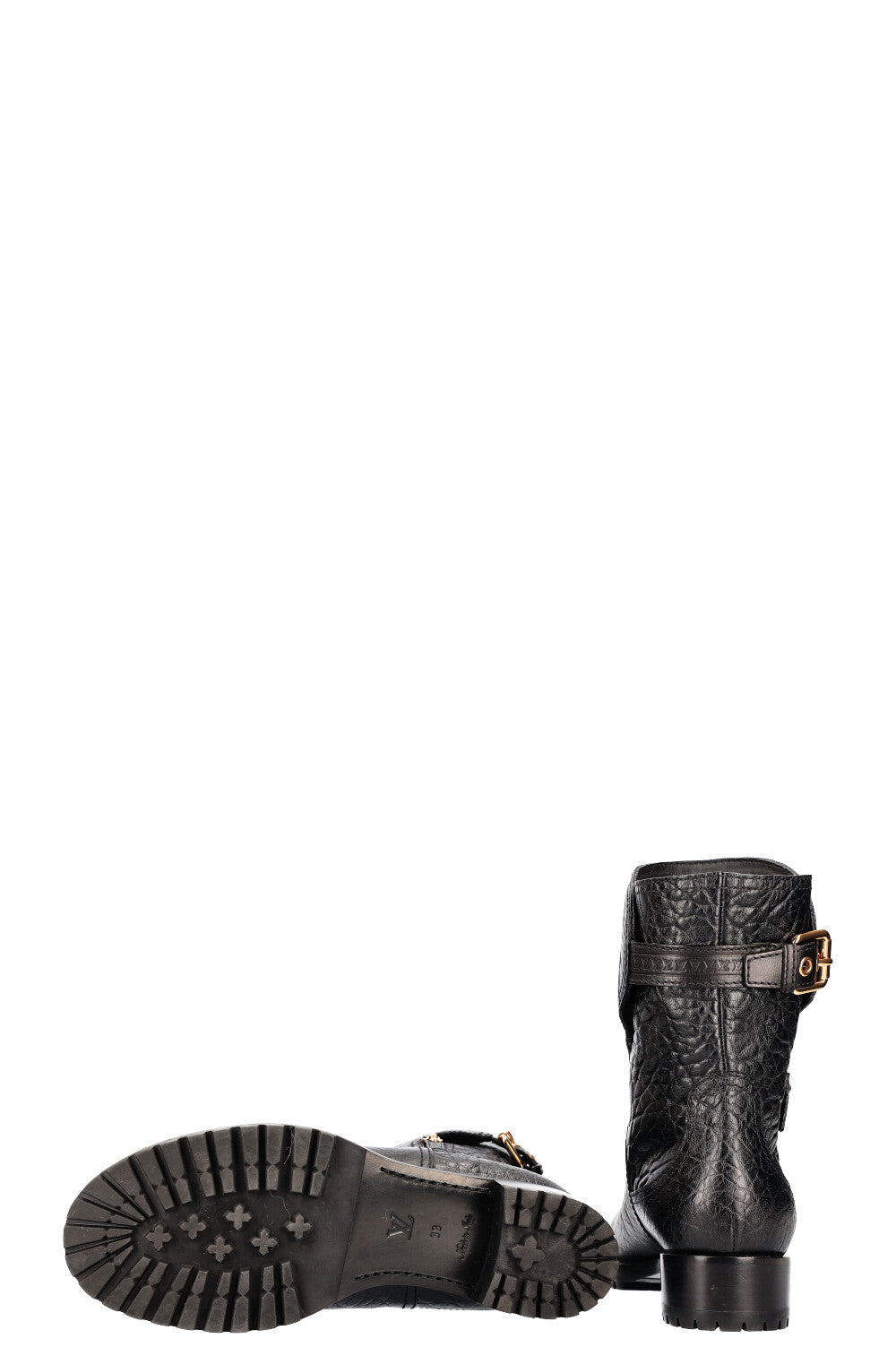 LOUIS VUITTON Biker Boots Grained Leather