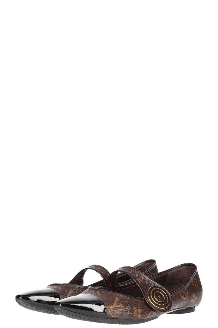 LOUIS VUITTON Cap Toe Flats Canvas MNG