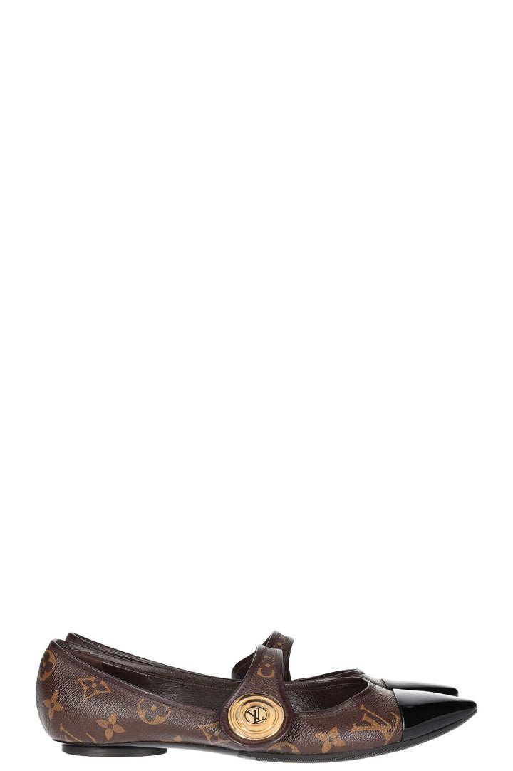 LOUIS VUITTON Cap Toe Flats Canvas MNG
