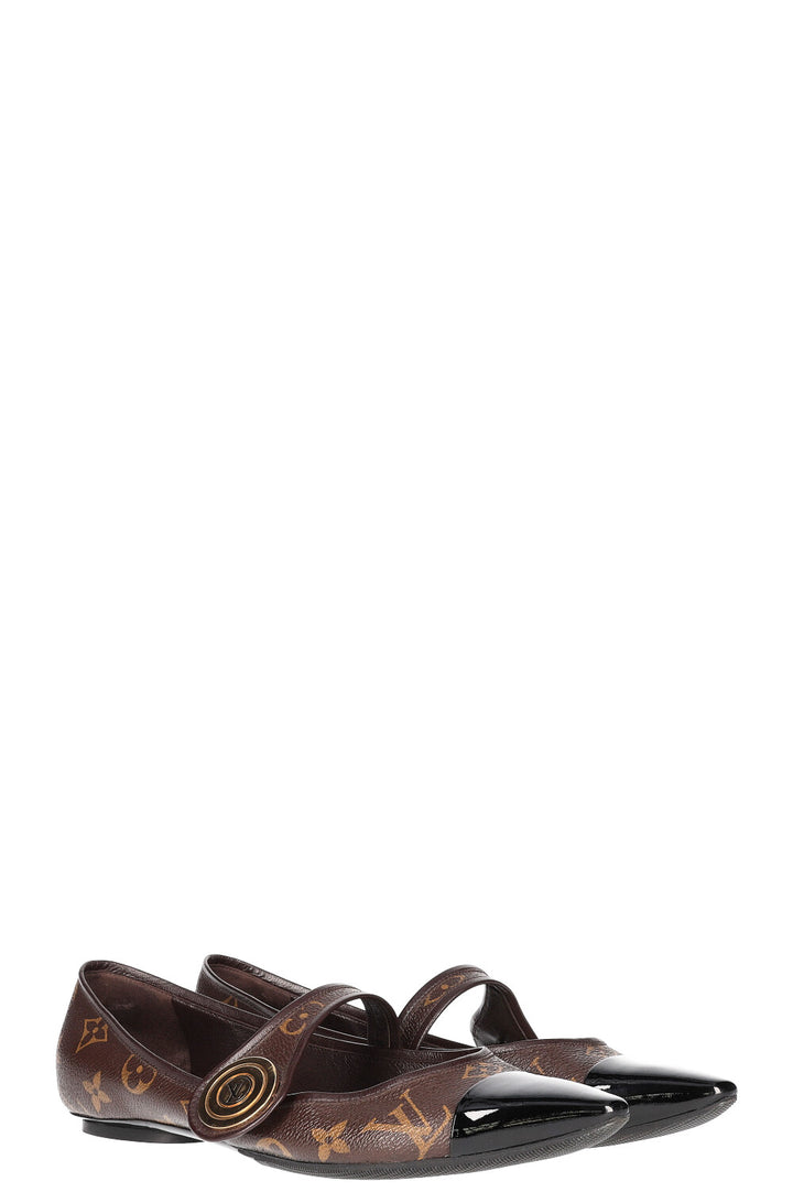 LOUIS VUITTON Cap Toe Flats Canvas MNG