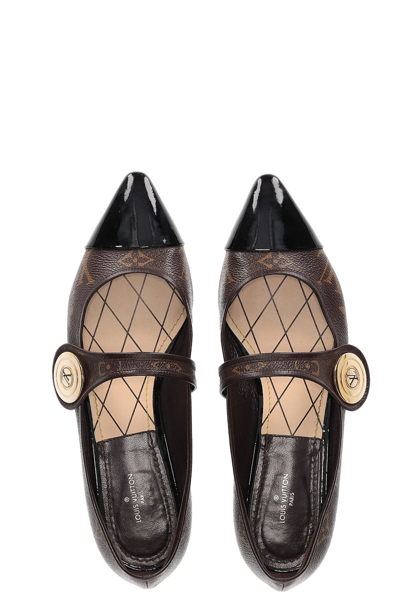 LOUIS VUITTON Cap Toe Flats Canvas MNG