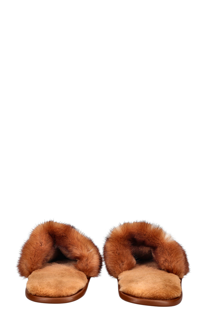 LOUIS VUITTON Homey Flat Mules Fur