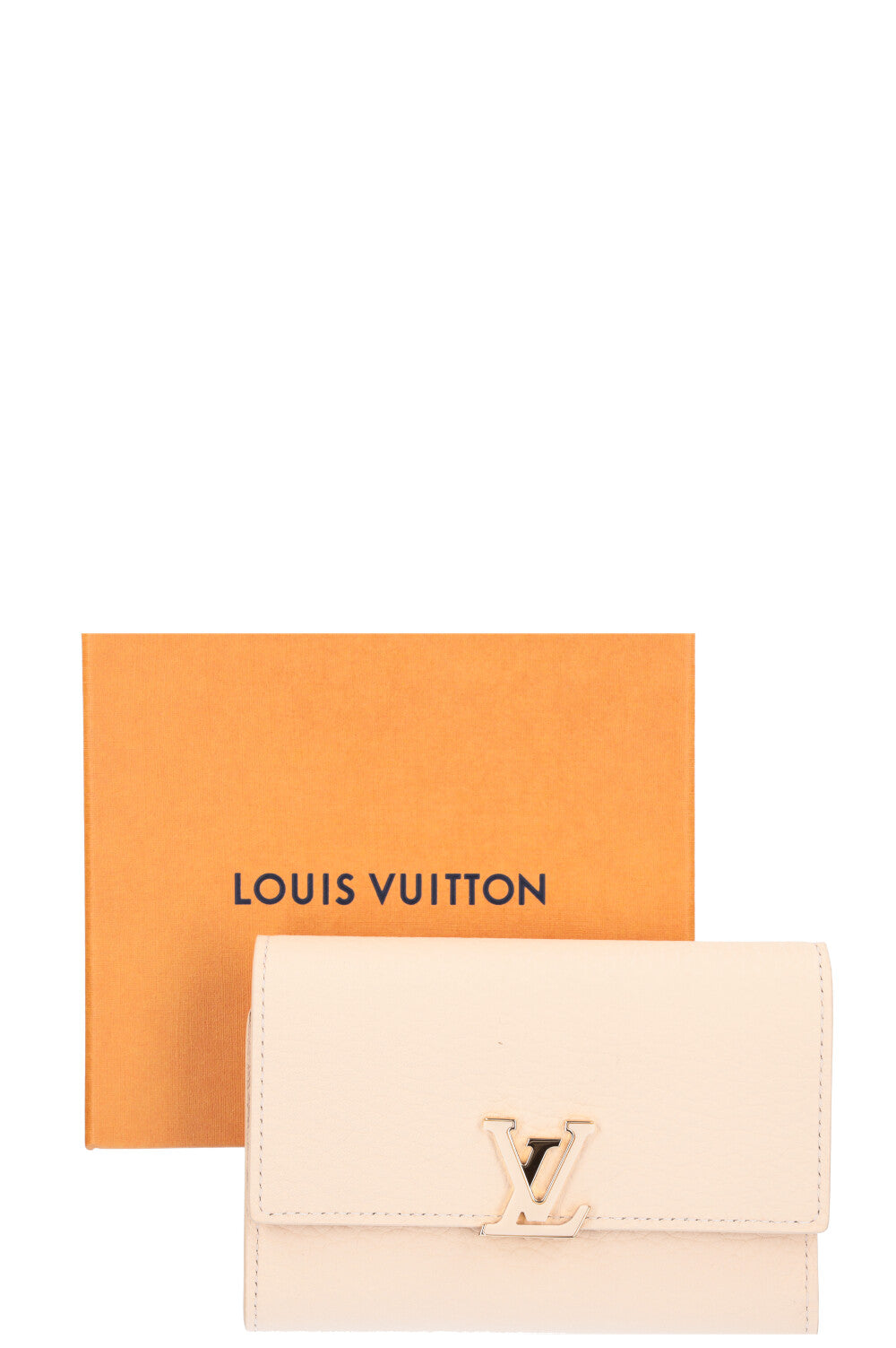 NEW LOUIS VUITTON COMPACT CAPUCINES HALF FLOWER LEATHER WALLET White  ref.311779 - Joli Closet