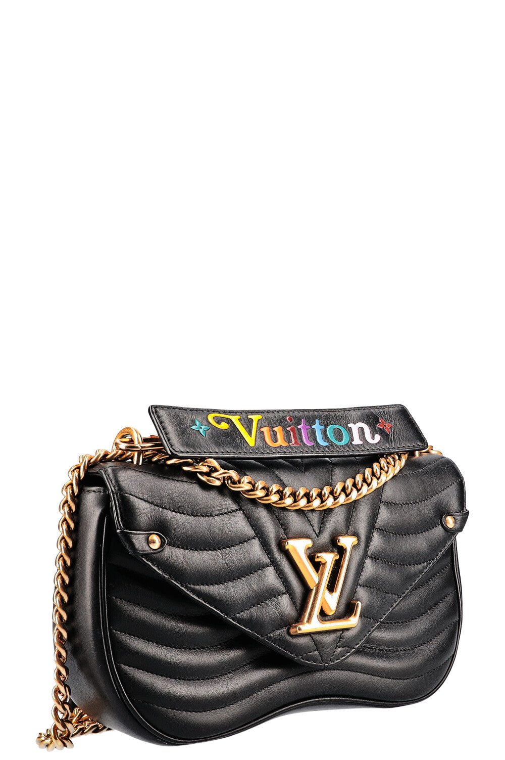 LOUIS VUITTON New Wave Chain Bag MM Black REAWAKE