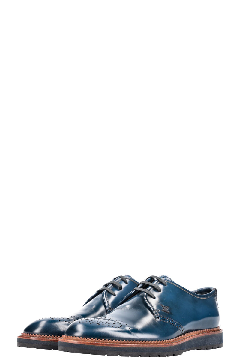 LOUIS VUITTON Lace Up Flats Blue