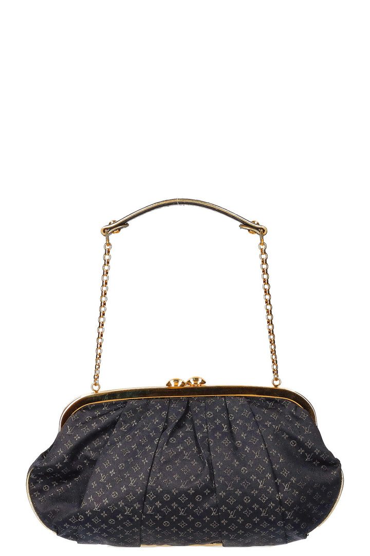 LOUIS VUITTON Aumoniere Bag Satin Black