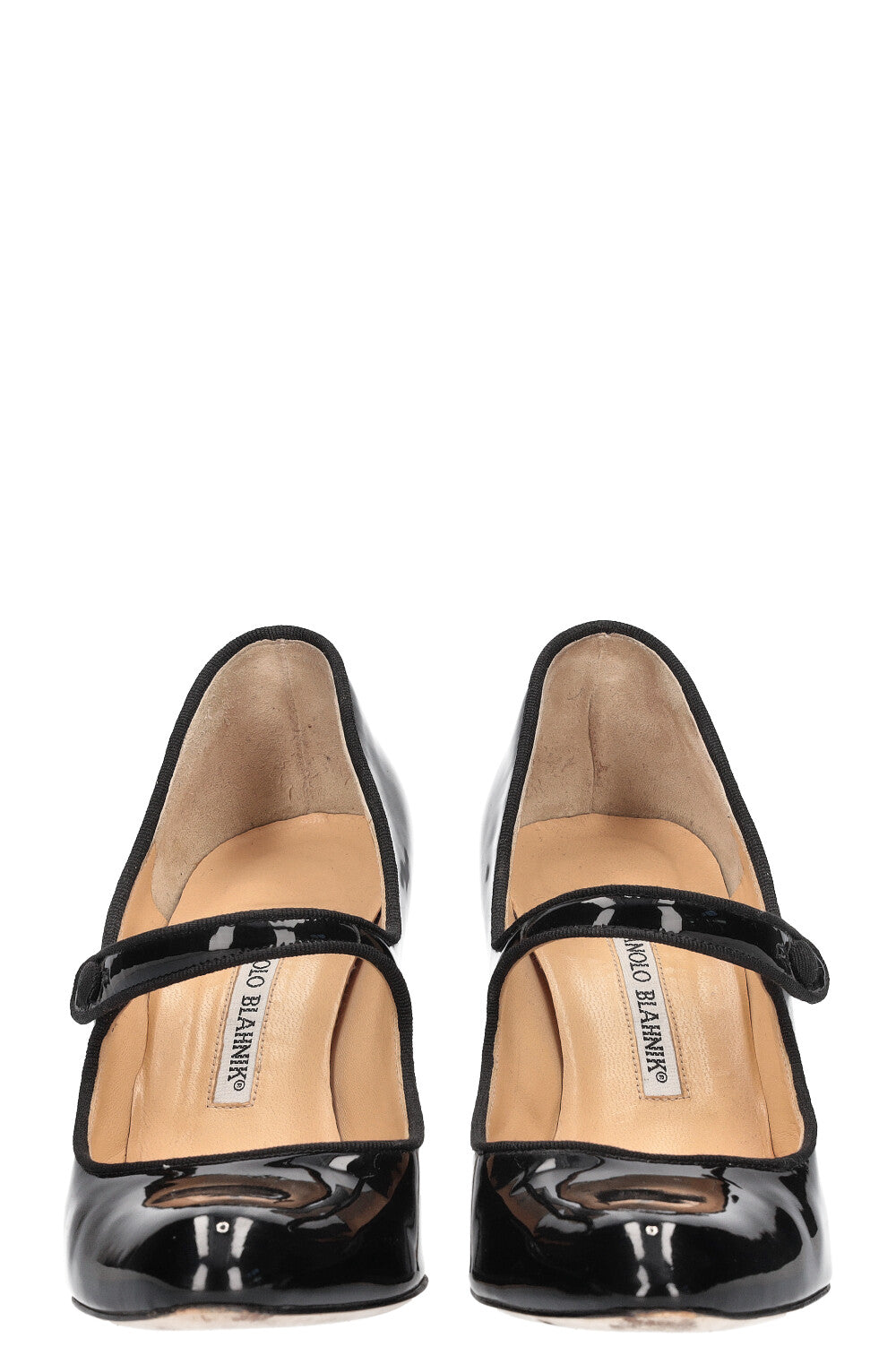 MANOLO BLAHNIK Mary Jane Pumps Patent Black REAWAKE