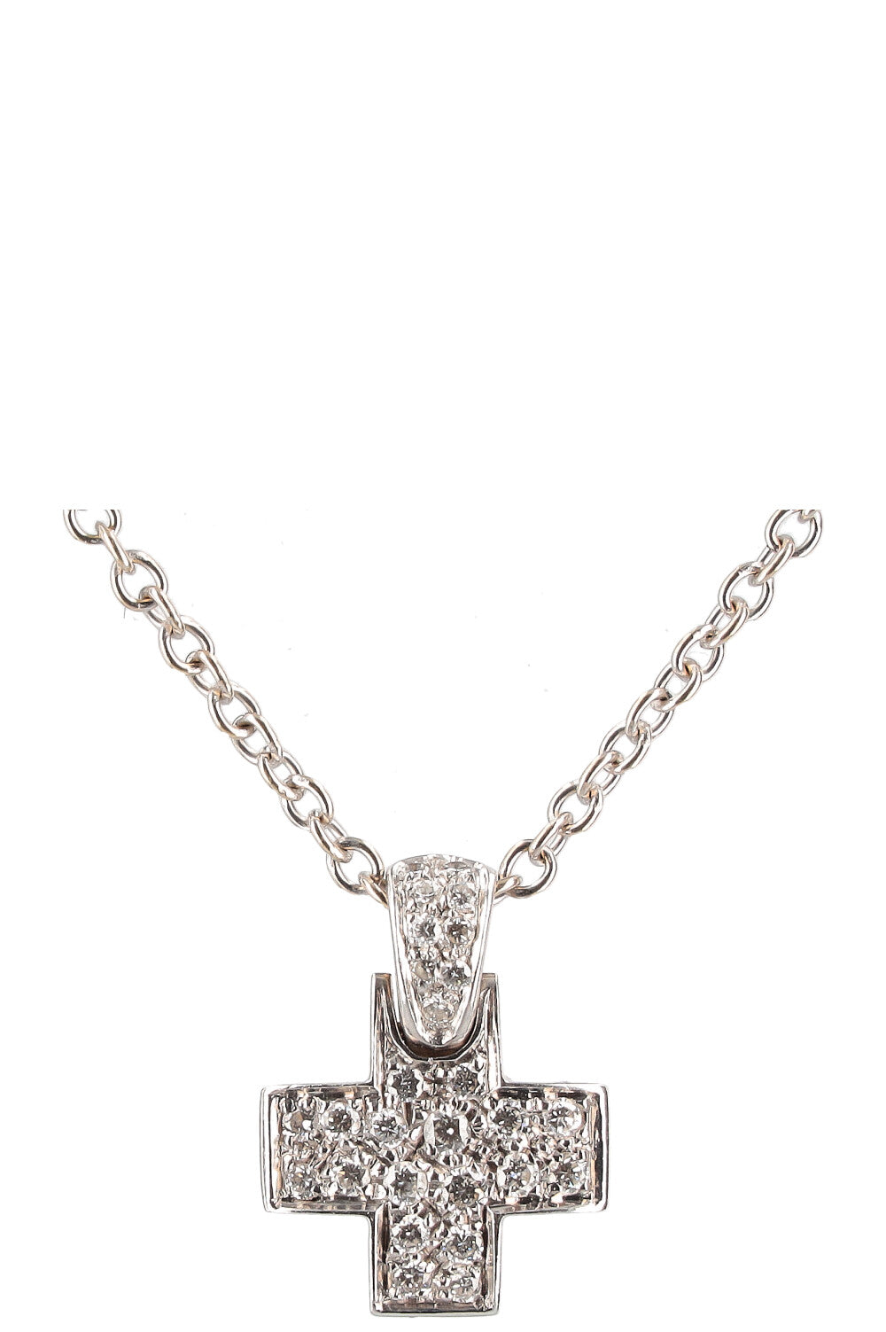 POMELLATO Pendentif Croix Or Blanc Diamants