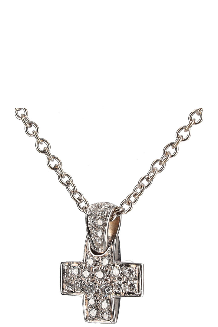 POMELLATO Pendentif Croix Or Blanc Diamants