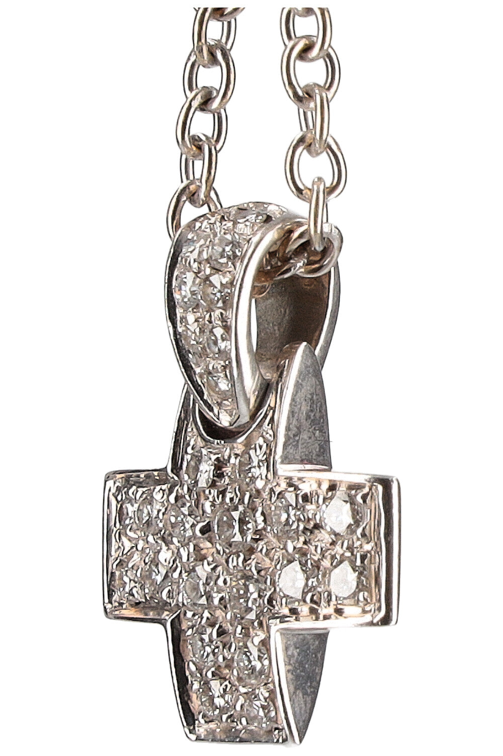 POMELLATO Pendentif Croix Or Blanc Diamants