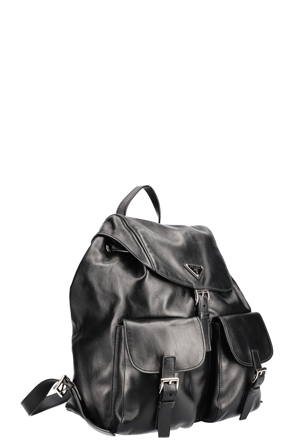 Prada leather backpack deals