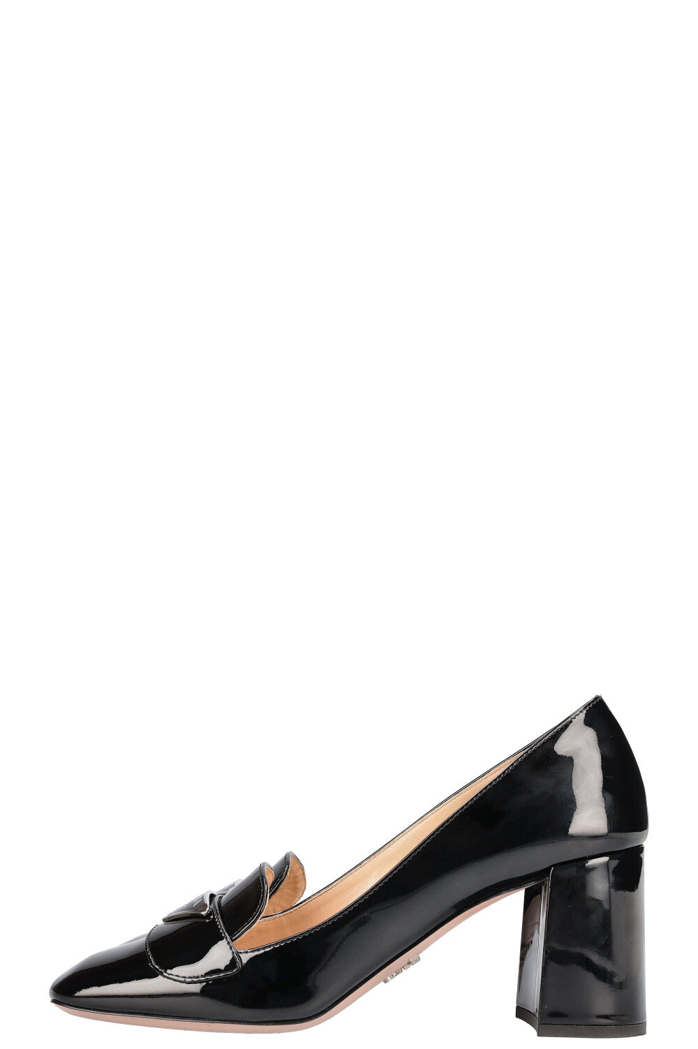 PRADA Logo Heels Patent Black