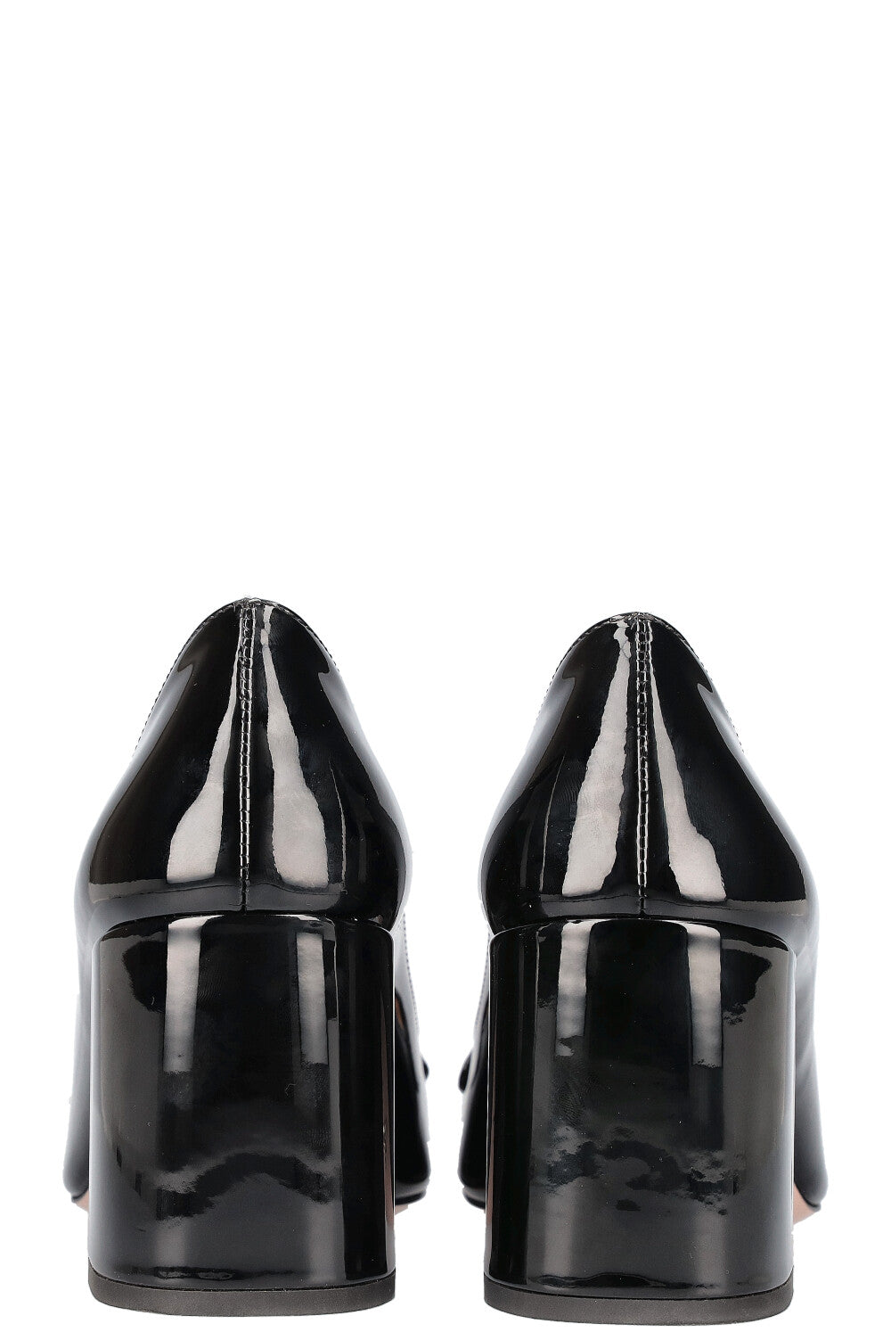 PRADA Logo Heels Patent Black