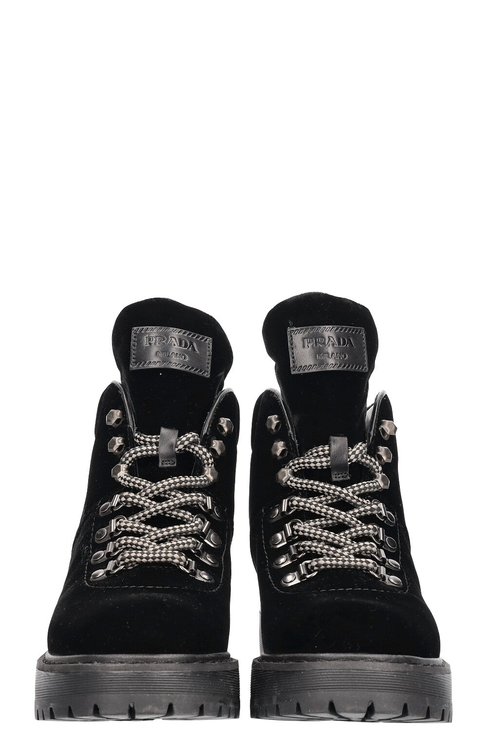 Prada velvet hiking boots clearance