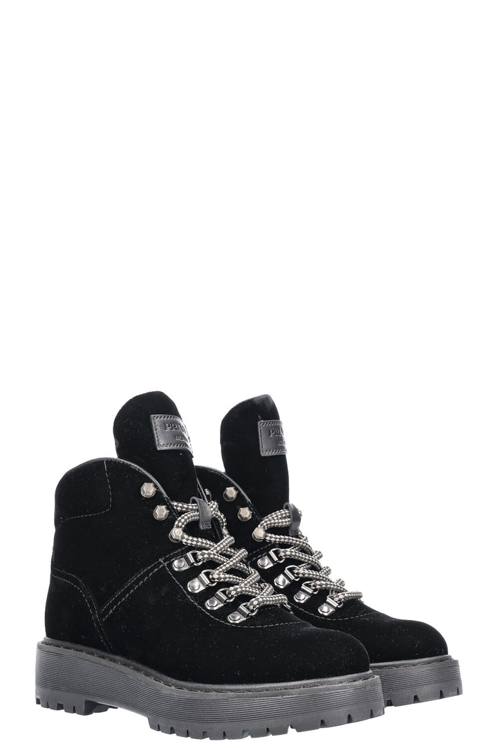 PRADA Hiking Boots Velvet Black