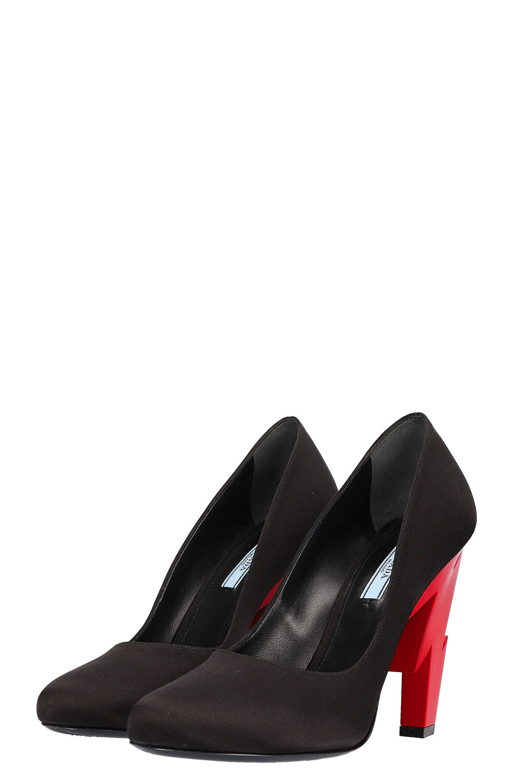 PRADA Heels Satin Black Lightning Heel