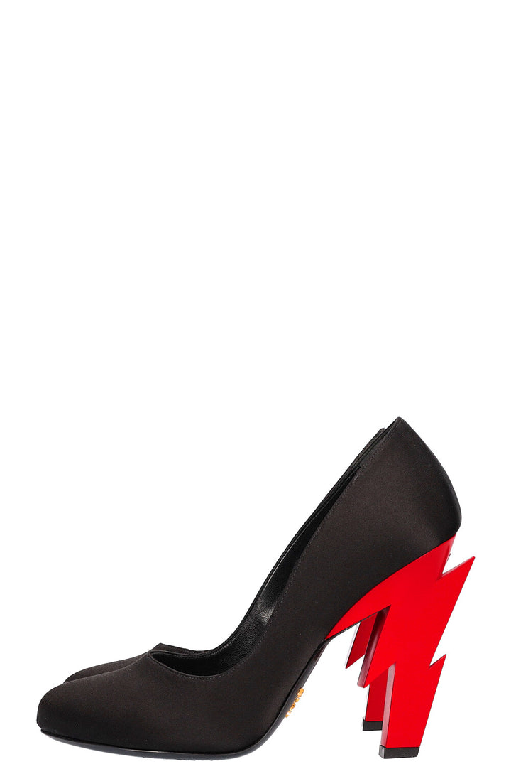 PRADA Heels Satin Black Lightning Heel