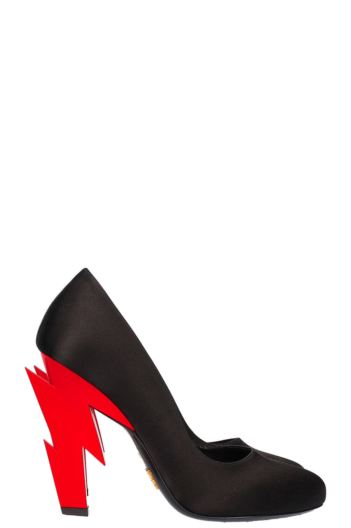 PRADA Heels Satin Black Lightning Heel