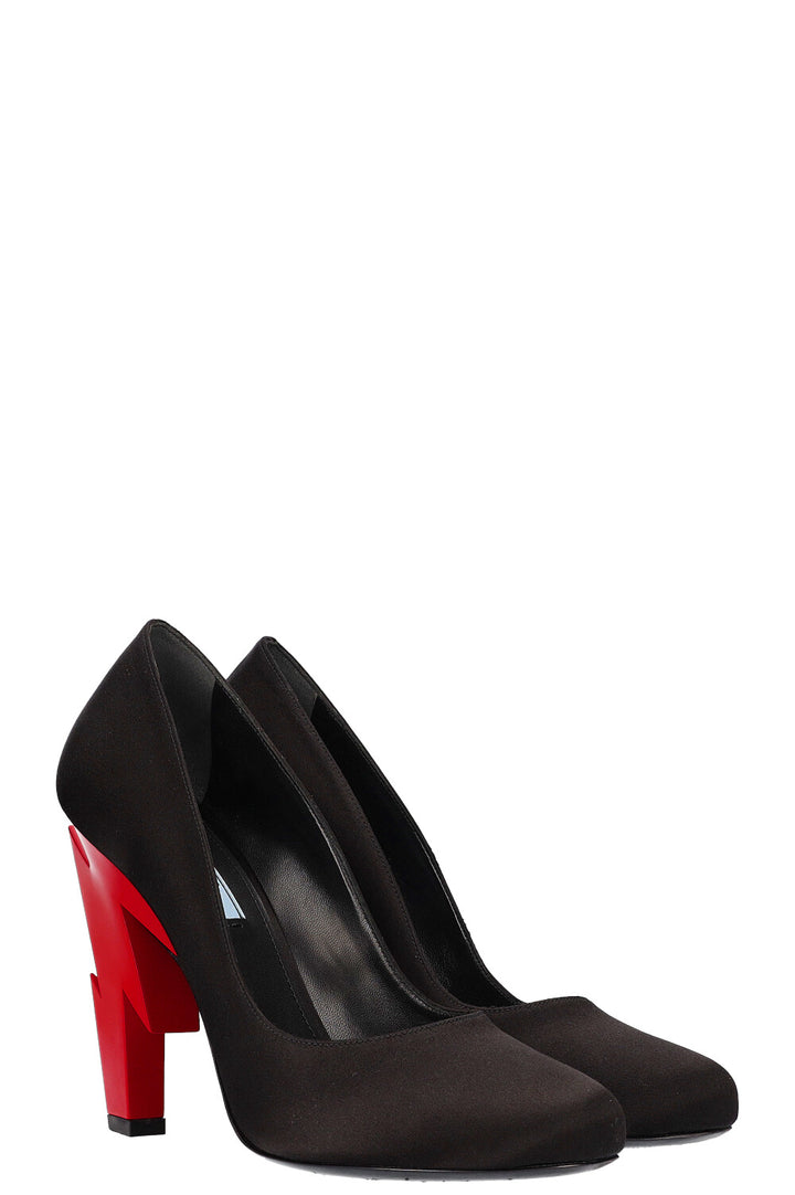 PRADA Heels Satin Black Lightning Heel