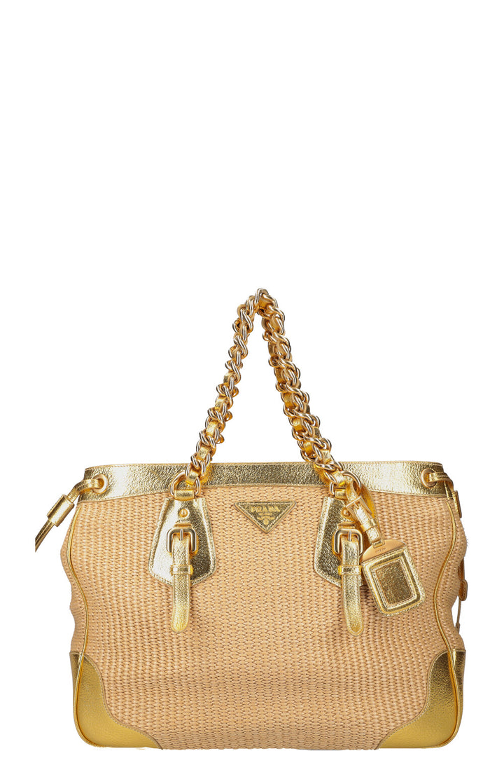Prada Raffia Bag Gold