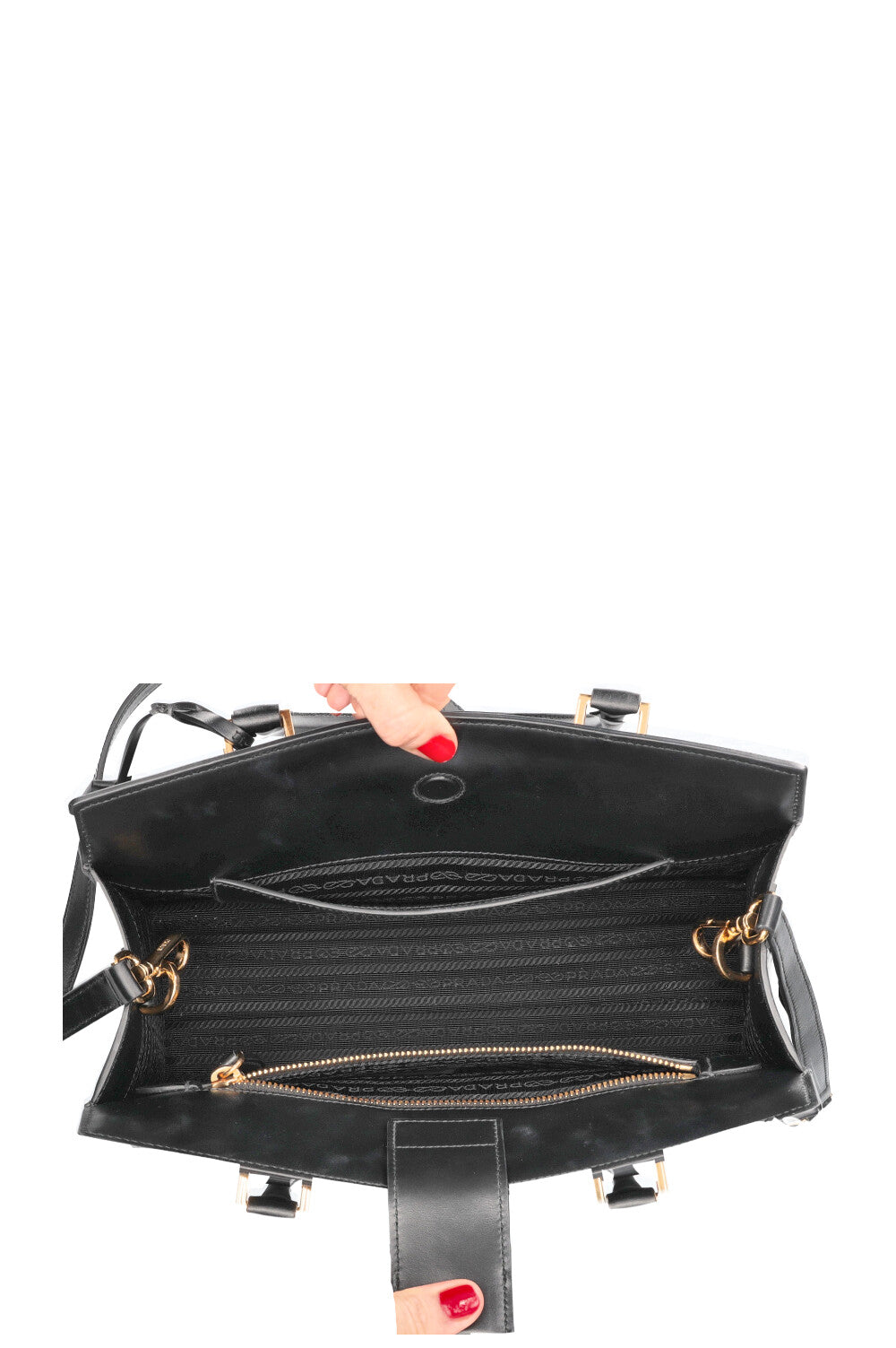 PRADA Convertible Open Tote Bag Saffiano Black