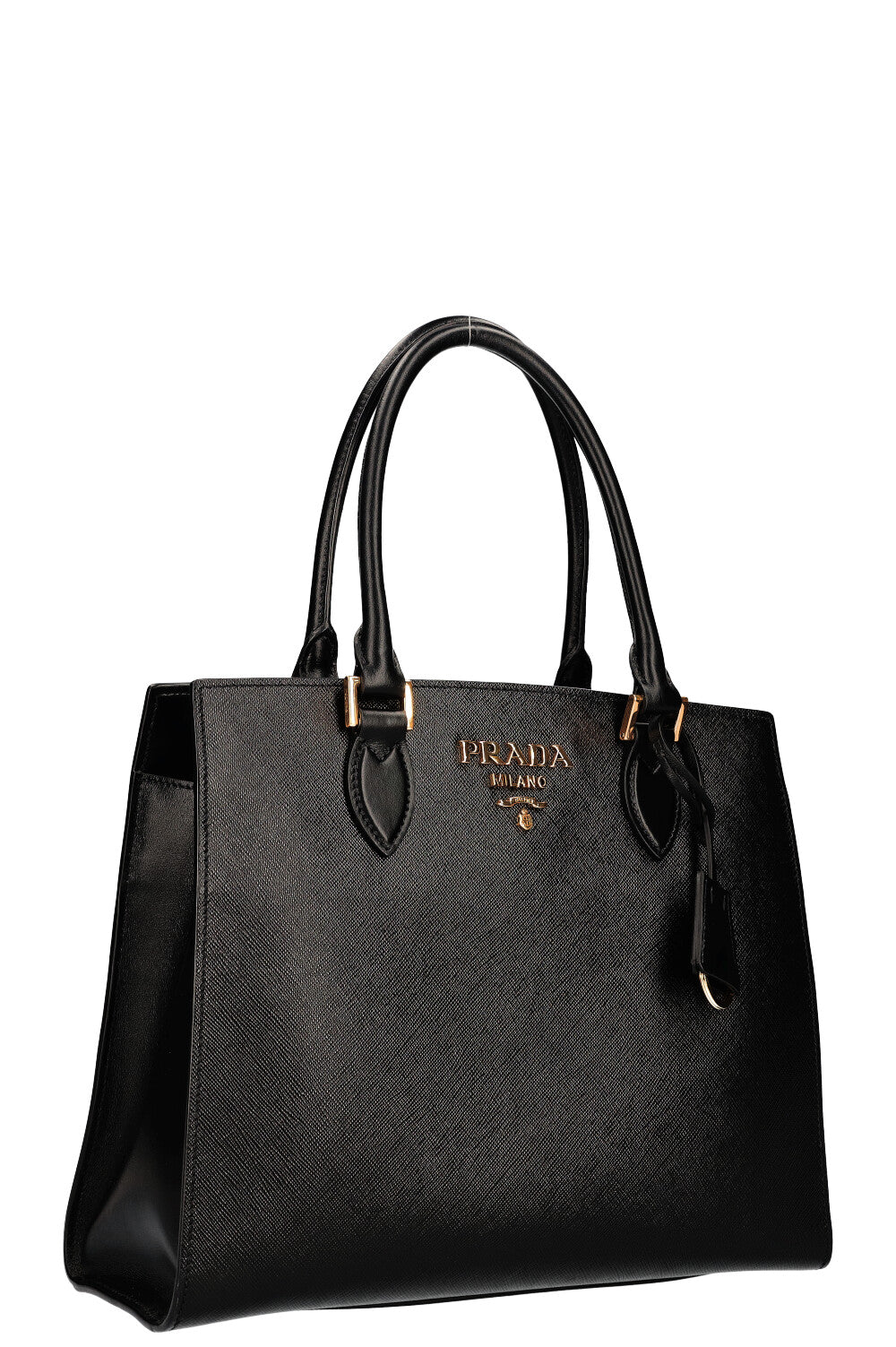 PRADA Convertible Open Tote Bag Saffiano Black