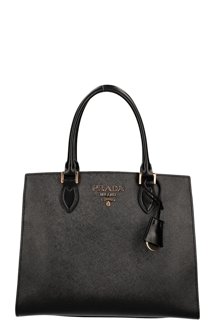 PRADA Convertible Open Tote Bag Saffiano Black