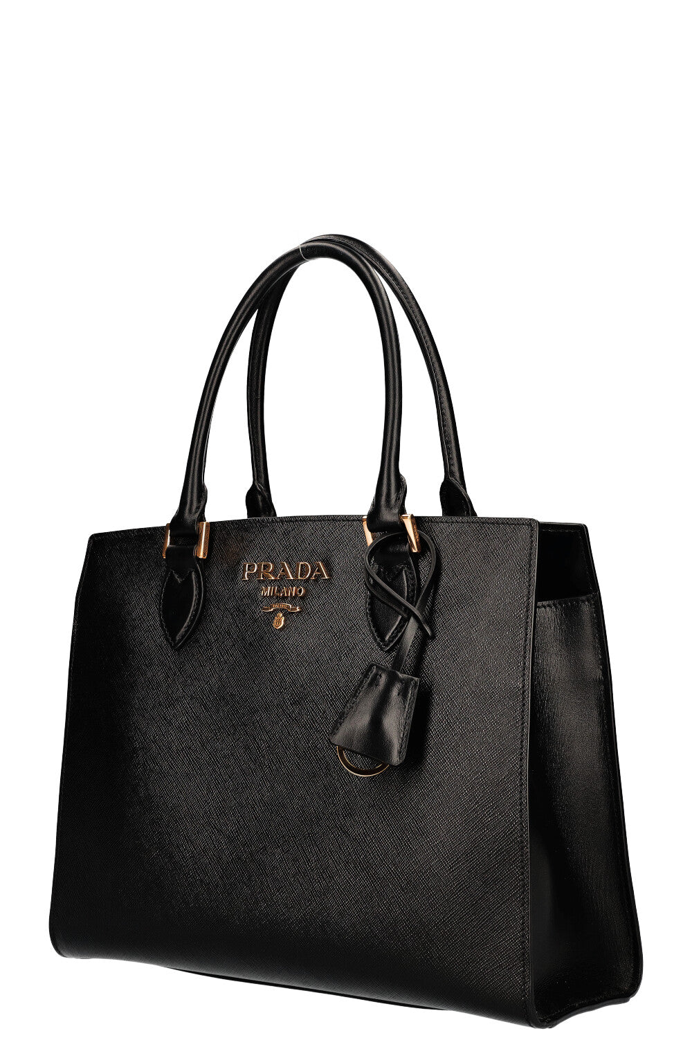 PRADA Convertible Open Tote Bag Saffiano Black