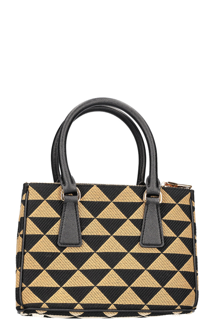 PRADA Galleria Bag Mini Canvas Black Beige