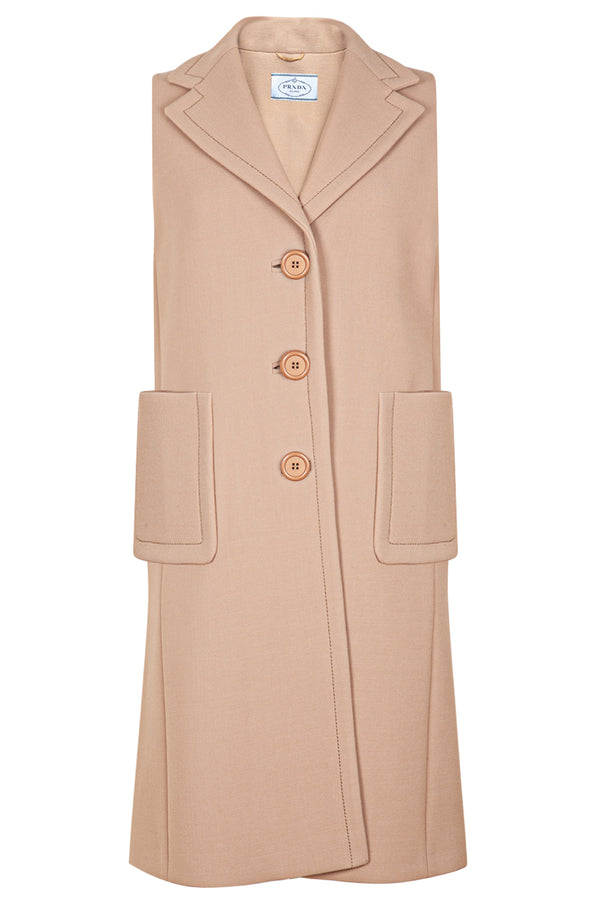 PRADA Manteau Sans Manches Beige