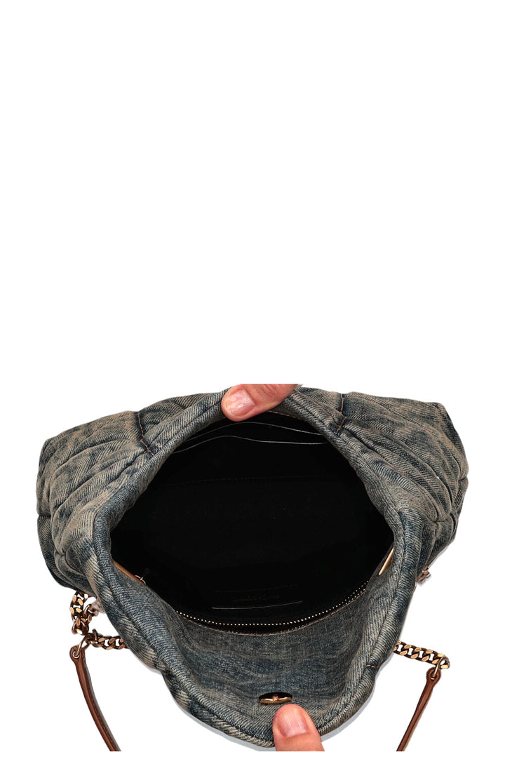 SAINT LAURENT Sac à jouets Puffer Denim Rodeo Blue