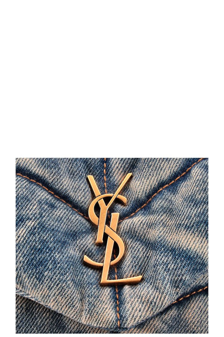 SAINT LAURENT Sac à jouets Puffer Denim Rodeo Blue