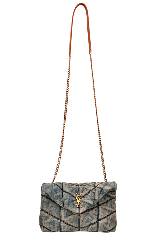 SAINT LAURENT Sac à jouets Puffer Denim Rodeo Blue